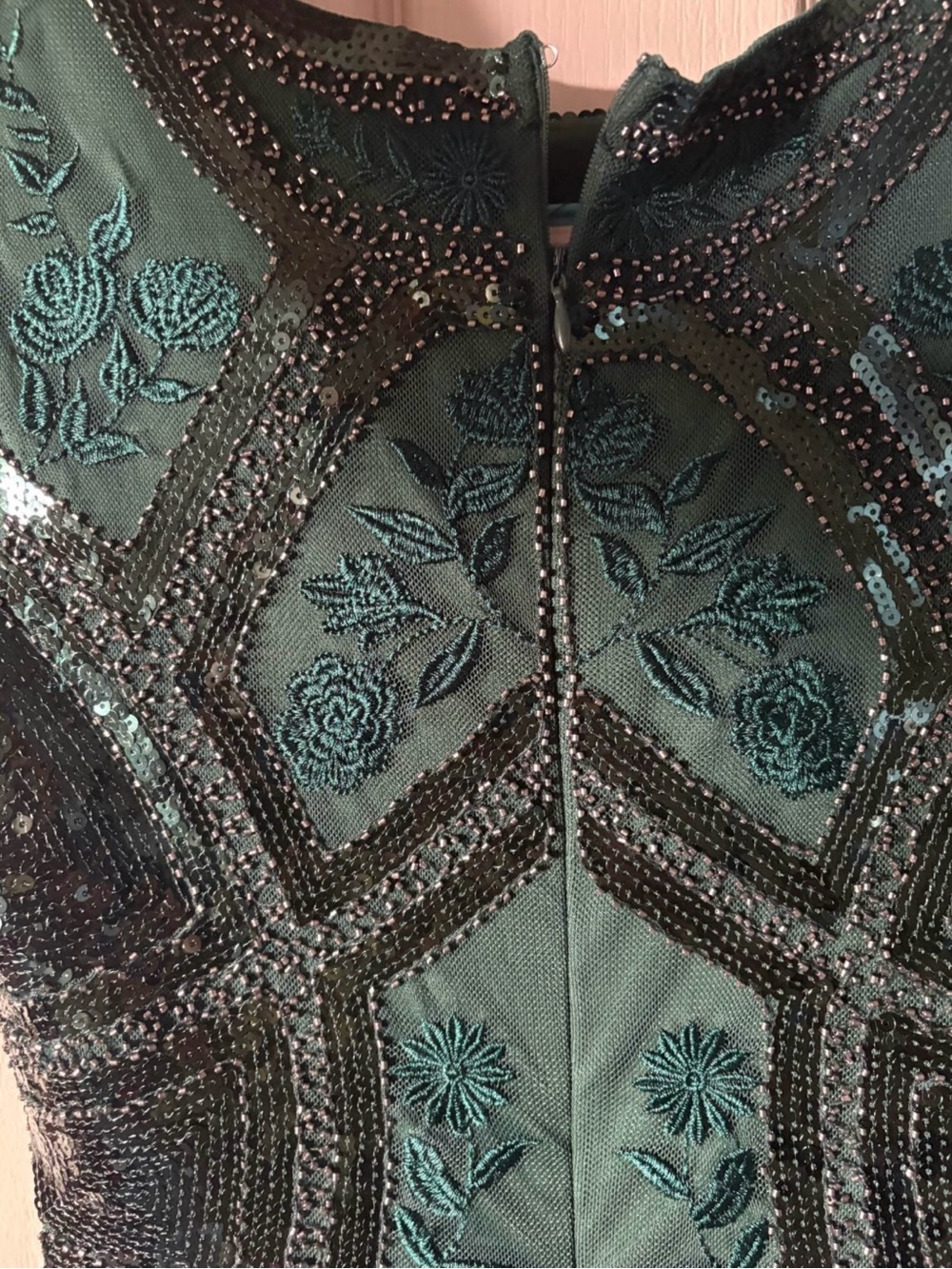 Lulu emerald flowers beaded dress - Picture 9 of 10